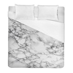 White Marble Texture Floor Background With Black Veins Texture Greek Marble Print Luxuous Real Marble Duvet Cover (full/ Double Size) by genx