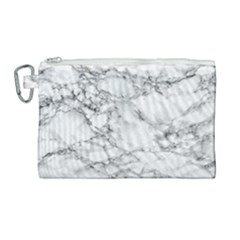 White Marble Texture Floor Background With Black Veins Texture Greek Marble Print Luxuous Real Marble Canvas Cosmetic Bag (large) by genx