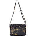 Black Marble texture with gold veins floor background print luxuous real marble Shoulder Bag with Back Zipper View3