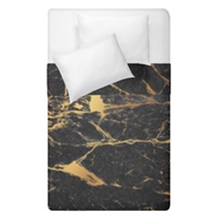 Black Marble Texture With Gold Veins Floor Background Print Luxuous Real Marble Duvet Cover Double Side (single Size) by genx