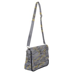 Marble Neon Retro Light Gray With Gold Yellow Veins Texture Floor Background Retro Neon 80s Style Neon Colors Print Luxuous Real Marble Shoulder Bag With Back Zipper by genx