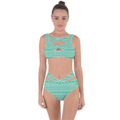 Pattern Green Bandaged Up Bikini Set 