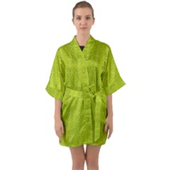 Background Texture Pattern Green Half Sleeve Satin Kimono  by HermanTelo