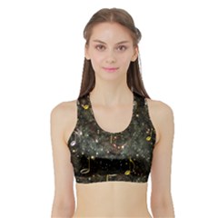 Music Clef Musical Note Background Sports Bra With Border