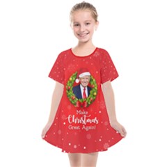 Make Christmas Great Again With Trump Face Maga Kids  Smock Dress by snek