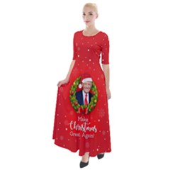 Make Christmas Great Again With Trump Face Maga Half Sleeves Maxi Dress by snek