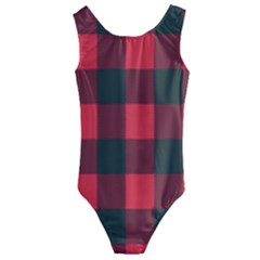 Canadian Lumberjack Red And Black Plaid Canada Kids  Cut-out Back One Piece Swimsuit by snek