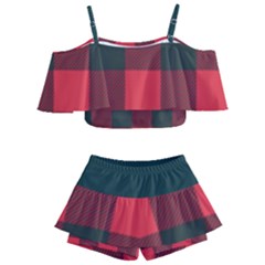 Canadian Lumberjack Red And Black Plaid Canada Kids  Off Shoulder Skirt Bikini by snek