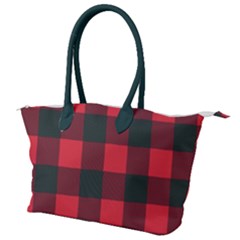 Canadian Lumberjack Red And Black Plaid Canada Canvas Shoulder Bag by snek