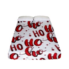 Christmas Watercolor Hohoho Red Handdrawn Holiday Organic And Naive Pattern Fitted Sheet (full/ Double Size) by genx