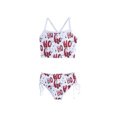 Christmas Watercolor Hohoho Red Handdrawn Holiday Organic And Naive Pattern Girls  Tankini Swimsuit by genx