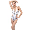 Bats Pattern Plunging Cut Out Swimsuit View1