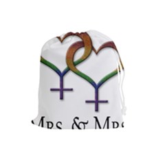 Mrs  And Mrs  Drawstring Pouch (large) by LiveLoudGraphics