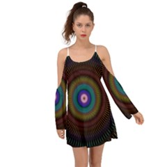 Artskop Kaleidoscope Pattern Kimono Sleeves Boho Dress