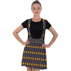 Pattern Illustrations Plaid Velvet Suspender Skater Skirt