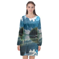 Nature Long Sleeve Chiffon Shift Dress  by ArtworkByPatrick