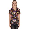 Dia de los muertos Women s V-Neck Scrub Top View1