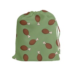 Turkey Leg Pattern - Thanksgiving Drawstring Pouch (xl)