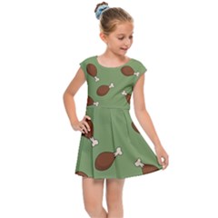 Turkey Leg Pattern - Thanksgiving Kids  Cap Sleeve Dress by Valentinaart