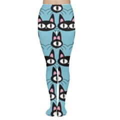 Cute Black Cat Pattern Tights by Valentinaart