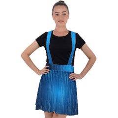 Abstract Rain Space Velvet Suspender Skater Skirt