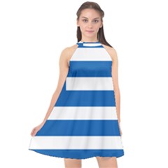 Greece Flag Greek Flag Halter Neckline Chiffon Dress  by FlagGallery