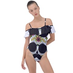 Mustache Man Frill Detail One Piece Swimsuit by merchvalley