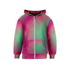 Effet Galaxy Rose/vert Kids  Zipper Hoodie by kcreatif