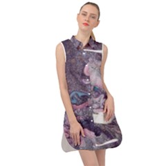 Acrylic Peinture Sleeveless Shirt Dress