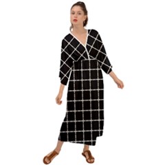 Pattern Carreaux Blanc/noir Grecian Style  Maxi Dress