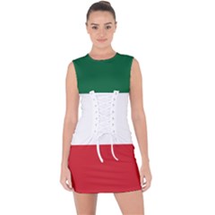 Flag Patriote Quebec Patriot Red Green White Modern French Canadian Separatism Black Background Lace Up Front Bodycon Dress by Quebec