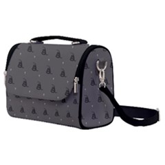 Gadsden Flag Don t Tread On Me Black And Gray Snake And Metal Gothic Crosses Satchel Shoulder Bag by snek