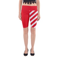 Candy Cane Red White Line Stripes Pattern Peppermint Christmas Delicious Design Yoga Cropped Leggings by genx