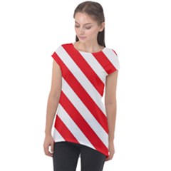 Candy Cane Red White Line Stripes Pattern Peppermint Christmas Delicious Design Cap Sleeve High Low Top by genx