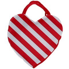 Candy Cane Red White Line Stripes Pattern Peppermint Christmas Delicious Design Giant Heart Shaped Tote by genx