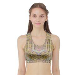 Temple Of Wood With A Touch Of Japan Sports Bra With Border by pepitasart