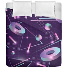 Retrowave Aesthetic Vaporwave Retro Memphis Pattern 80s Design Geometrical Shapes Futurist Pink Blue 3d Duvet Cover Double Side (california King Size) by genx