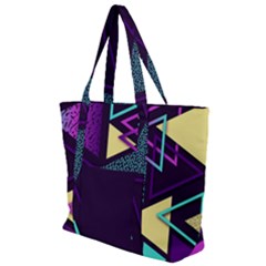 Retrowave Aesthetic Vaporwave Retro Memphis Triangle Pattern 80s Yellow Turquoise Purple Zip Up Canvas Bag by genx