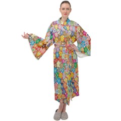 Sakura Cherry Blossom Floral Maxi Velour Kimono by Amaryn4rt