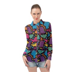 Dino Cute Long Sleeve Chiffon Shirt