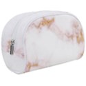 Pink and white Marble texture with gold intrusions Pale Rose Background Makeup Case (Medium) View1