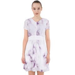 White Marble Violet Purple Veins Accents Texture Printed Floor Background Luxury Adorable In Chiffon Dress by genx