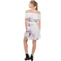 White Marble violet purple veins accents texture printed floor background luxury Off Shoulder Chiffon Dress View2