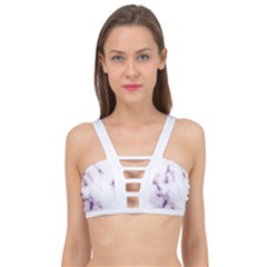 White Marble Violet Purple Veins Accents Texture Printed Floor Background Luxury Cage Up Bikini Top by genx