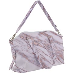 Marble With Metallic Rose Gold Intrusions On Gray White Stone Texture Pastel Pink Background Canvas Crossbody Bag by genx