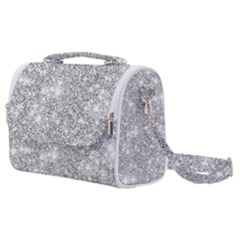 Silver And White Glitters Metallic Finish Party Texture Background Imitation Satchel Shoulder Bag by genx