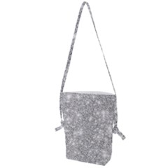 Silver And White Glitters Metallic Finish Party Texture Background Imitation Folding Shoulder Bag by genx