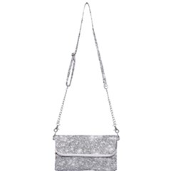 Silver And White Glitters Metallic Finish Party Texture Background Imitation Mini Crossbody Handbag by genx