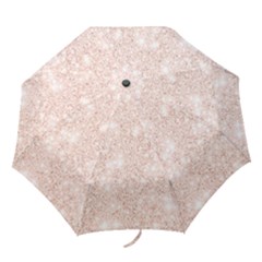 Rose Gold Pink Glitters Metallic Finish Party Texture Imitation Pattern Folding Umbrellas by genx