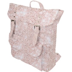 Rose Gold Pink Glitters Metallic Finish Party Texture Imitation Pattern Buckle Up Backpack by genx